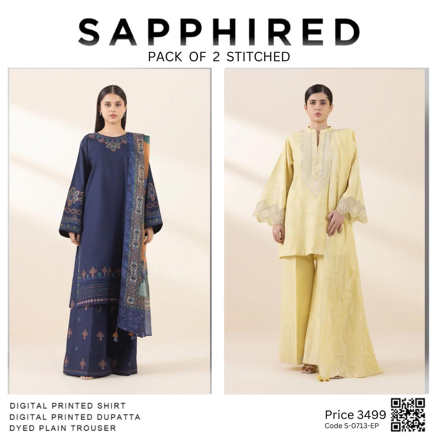 Pack of 2 stitched Code S-0713-EP