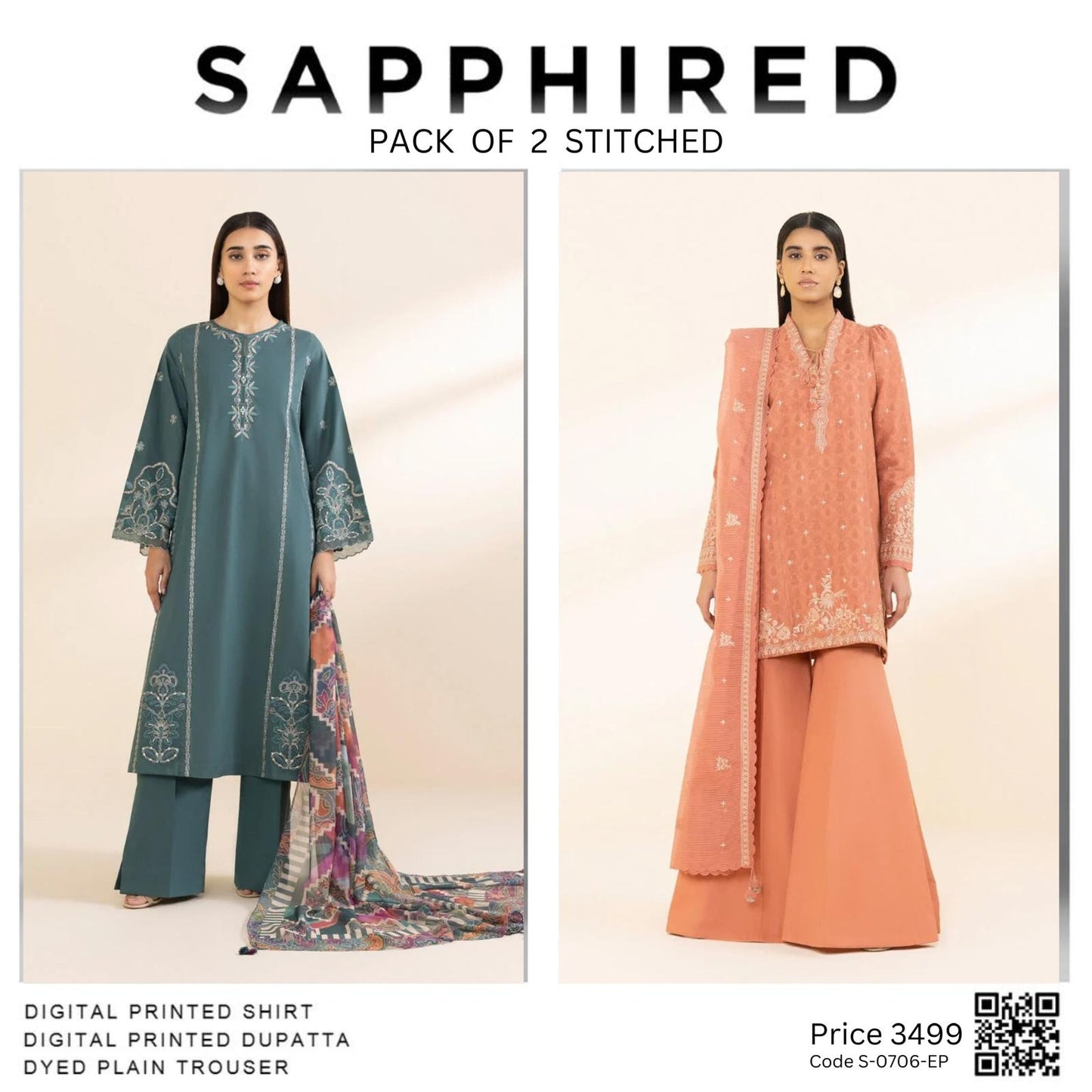 Pack of 2 stitched Code S-0706-EP