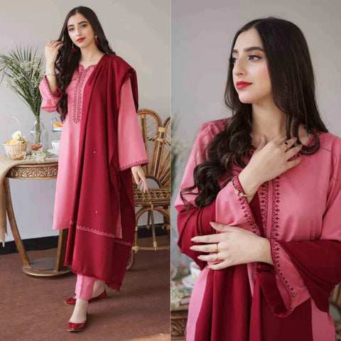 D-475 Dhanak Embroidered 3pc Wt