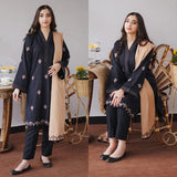 D-476 Black Dhanak Embroidered 3Pc Wt