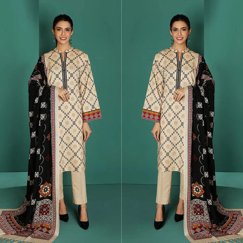 D-541 Skin  Dhanak Embroidered 3pc Wt