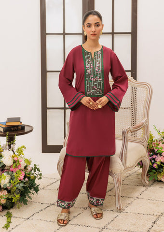 Maroon-Cambric-2 Piece (W25DE2045)