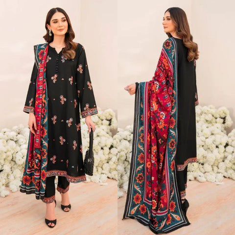Zsj-749 Embroidered Dhanak 3Pc Wt